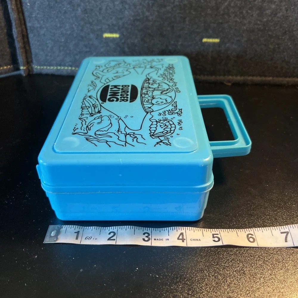 Vintage Burger King Whirley Industries Plastic Teal Lunch Box or Pencil‎ Box
